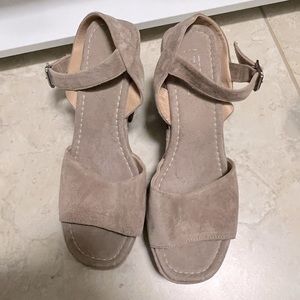 Topshop Grey and Wood Sandals in size 8.5!